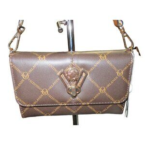 VALENTINO Orlandi Italian Leather Guitar Strap Crossbody Logo Embossed Wallet